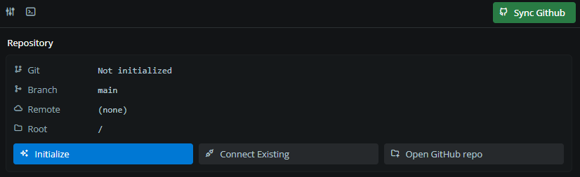 Codevre Git tool header with settings and sync button